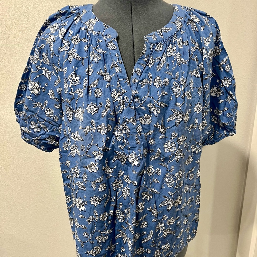 LOFT Blue Floral Blouse
